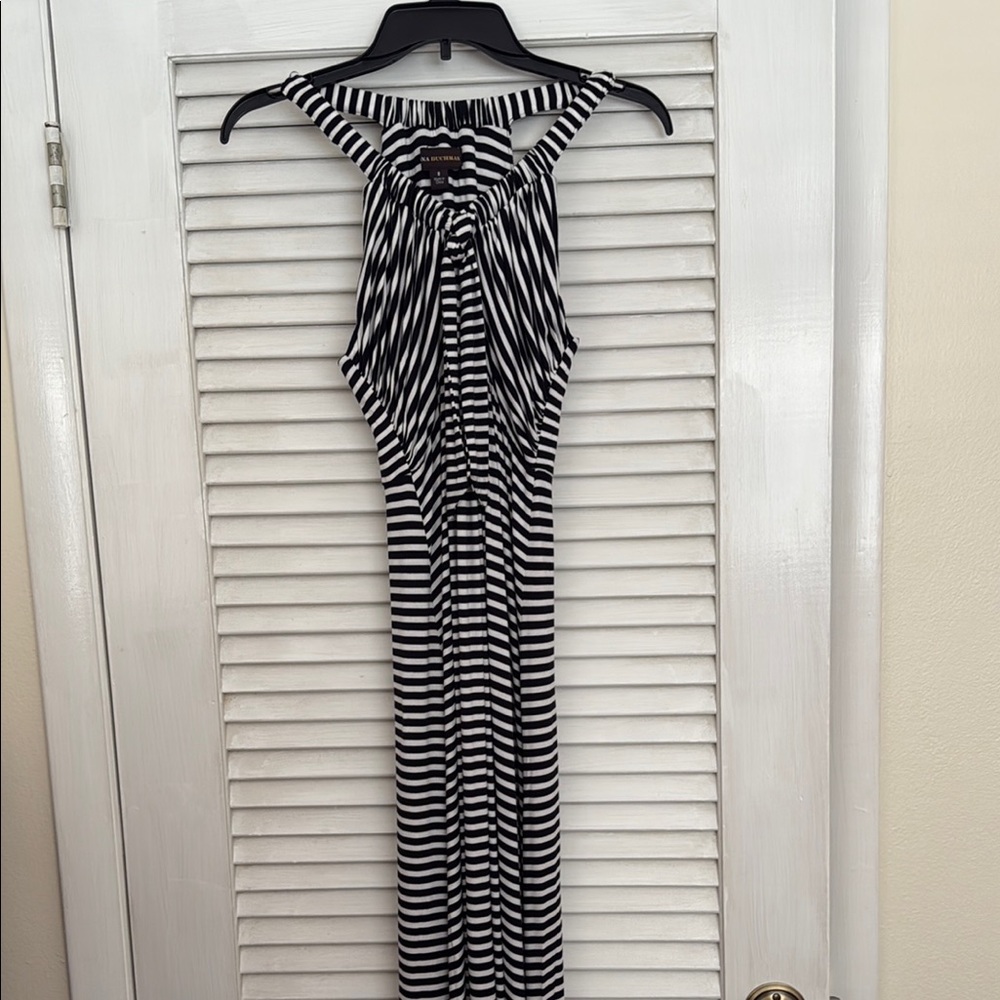 Black and White Striped Women's Maxi Dress